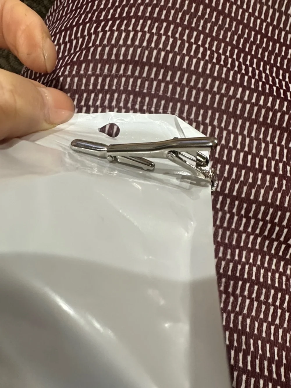 Silver Men's Tie Clip with Rhinestone Accent - Unbranded